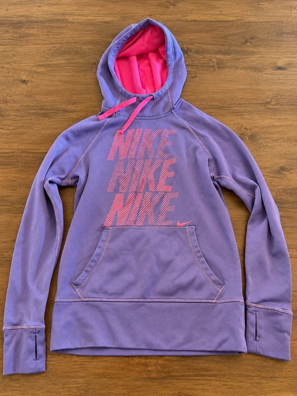 Nike Girls XS Therma-FIT Purple Pink Pullover Hoodie